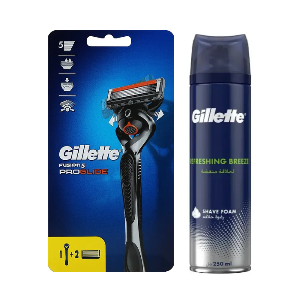 Станок для гоління Gillette Fusion ProGlide + 2 картриджі + Піна Gillette Refreshing Breeze 250 мл