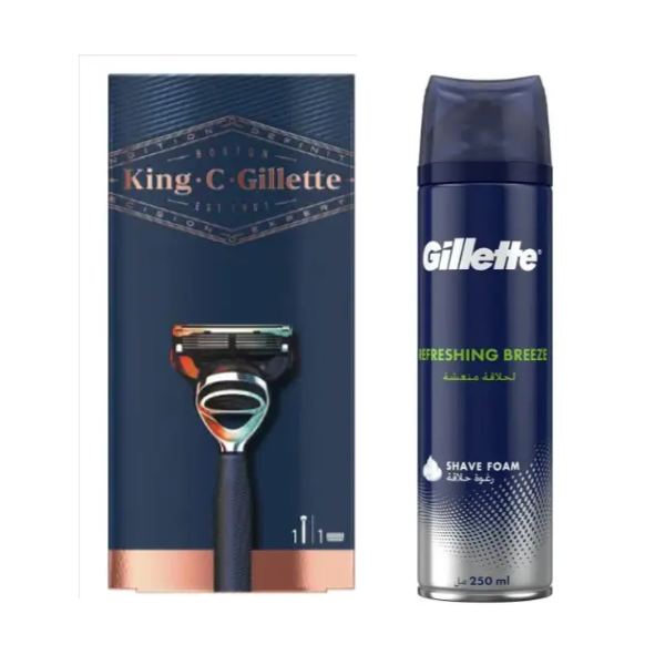 Станок для гоління Gillette King C + 1 картридж + Піна Gillette Refreshing Breeze 250 мл, фото 1