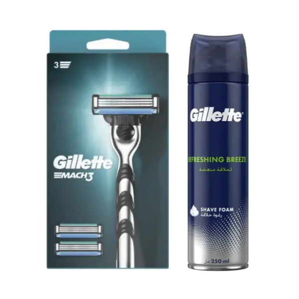 Станок для гоління Gillette Mach3 + 3 касети + Піна Gillette Refreshing Breeze 250 мл