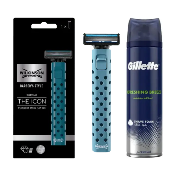 Станок для гоління Wilkinson Sword Barber's Style The Icon + Піна Gillette Refreshing Breeze 250 мл