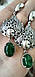 Срібні сережки-підвіски з зеленим агатом., фото 4