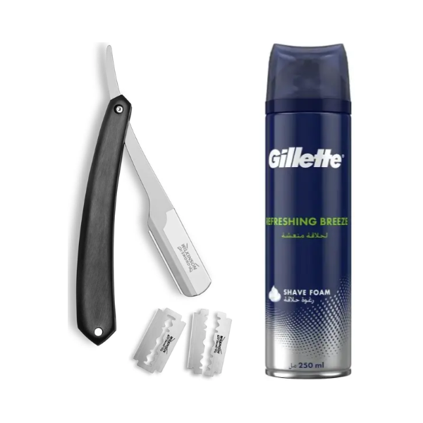 Небезпечна бритва Wilkinson Sword Barber's Style The Pioneer + 5 лез + Піна Gillette Refreshing Breeze 250 мл