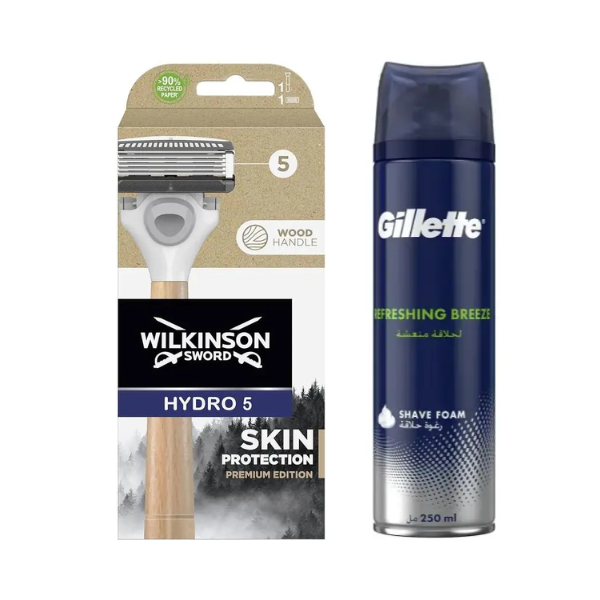 Станок для гоління Wilkinson Sword Hydro 5 Skin Protection Premium Edition + Піна Gillette Refreshing Breeze 250 мл