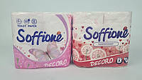 Туалетний папір (2шари) білий з рожевим тисненням (а4) SOFFIONE DECORO (1 пачка)