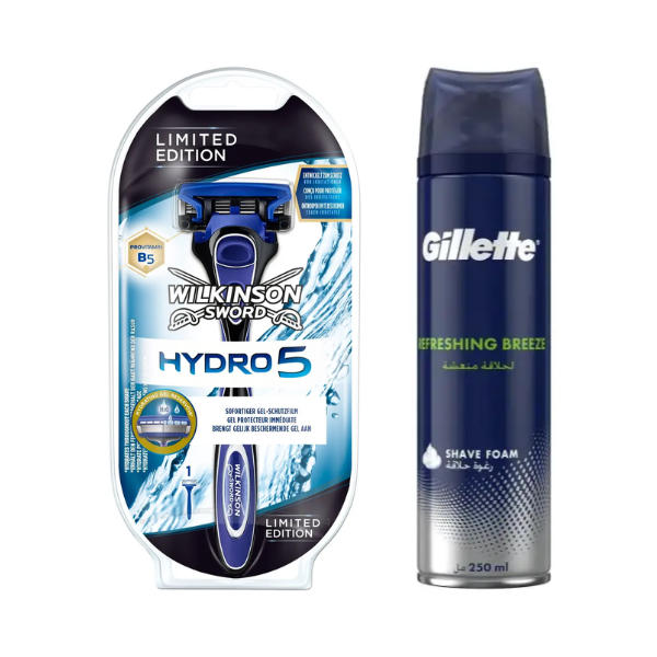 Чоловічий станок для гоління Wilkinson Sword Hydro 5 Limited Edition (1 картридж) + Піна Gillette Refreshing Breeze 250 мл