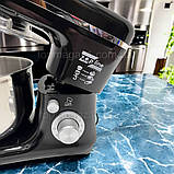 Міксер тістоміс з чашею 5 л Zepline 3500 Вт планетарний з 3 насадками і захисною кришкою на 10 режимів, фото 5