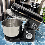 Міксер тістоміс з чашею 5 л Zepline 3500 Вт планетарний з 3 насадками і захисною кришкою на 10 режимів, фото 4