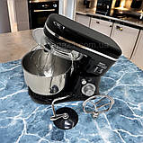 Міксер тістоміс з чашею 5 л Zepline 3500 Вт планетарний з 3 насадками і захисною кришкою на 10 режимів, фото 6