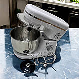 Стаціонарний міксер 3в1 Zepline 3500 Вт з металевою чашею 5 л кухонний комбайн тістоміс із захисною кришкою, фото 6