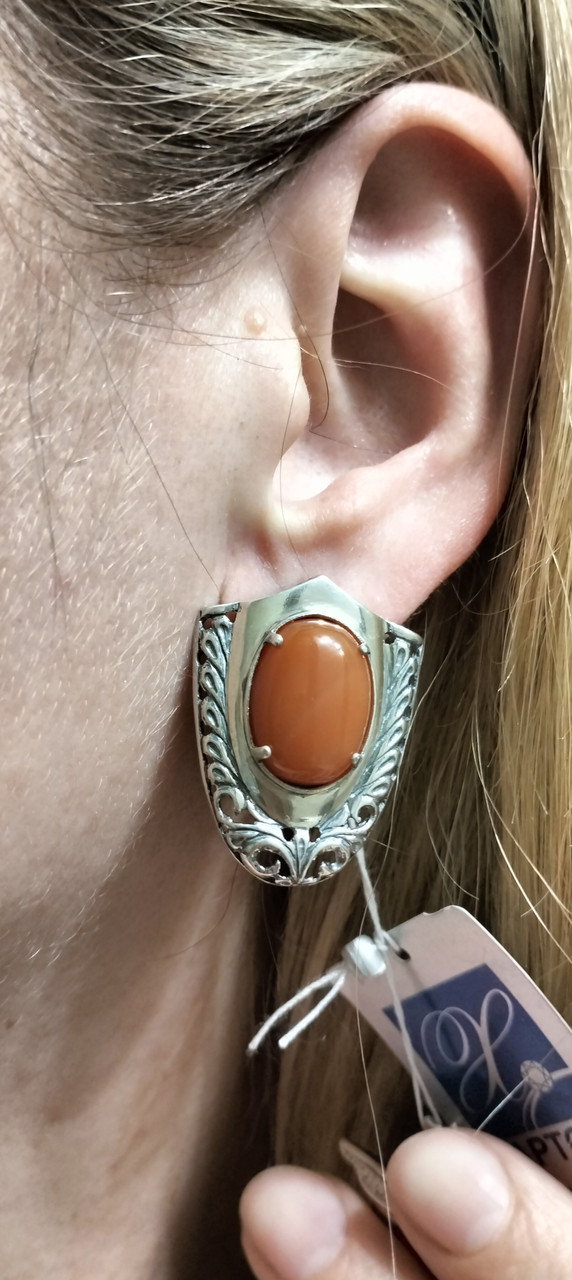 Срібні сережки з сердоліком, фото 1