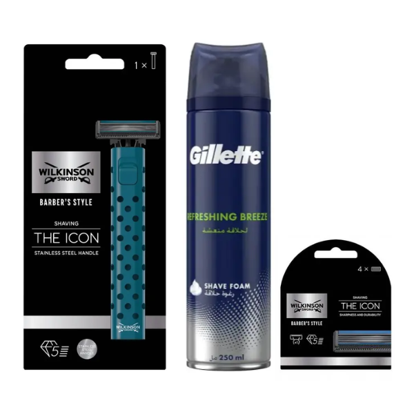 Станок Wilkinson Sword Barber's Style The Icon + 4 касети + Піна Gillette Refreshing Breeze 250 мл