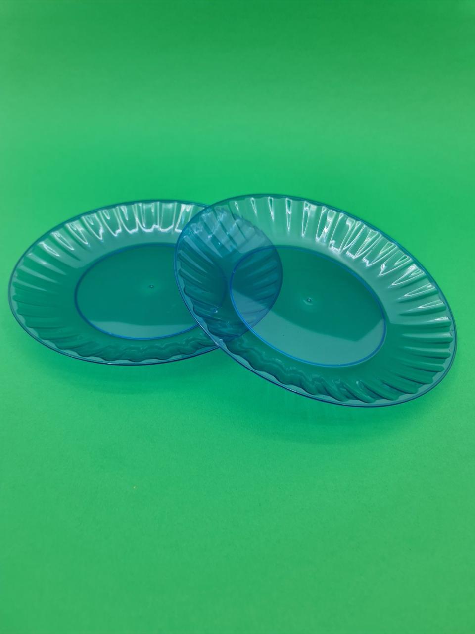 Одноразова тарілка склоподібна діаметр 205 мм синя (10 шт.), фото 1