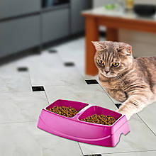 Миска пластикова для тварин подвійна, Фіолетовий (2339)