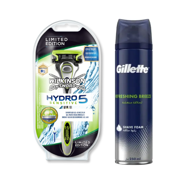 Станок для гоління Wilkinson Sword Hydro 5 Sensitive Limited Edition + Піна Gillette Refreshing Breeze 250 мл