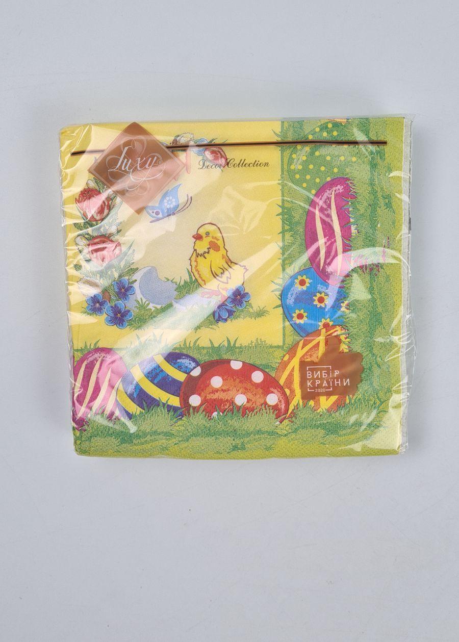 Серветки паперові пасхальні (ЗЗХЗЗ, 18 шт.) "Малюбливий курча" Luxy (1 пачка), фото 1