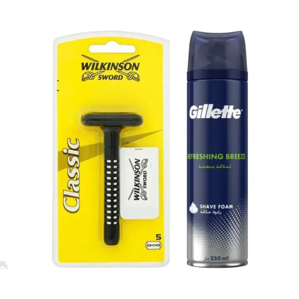 Класичний станок для гоління Wilkinson Sword Classic + Піна Gillette Refreshing Breeze 250 мл