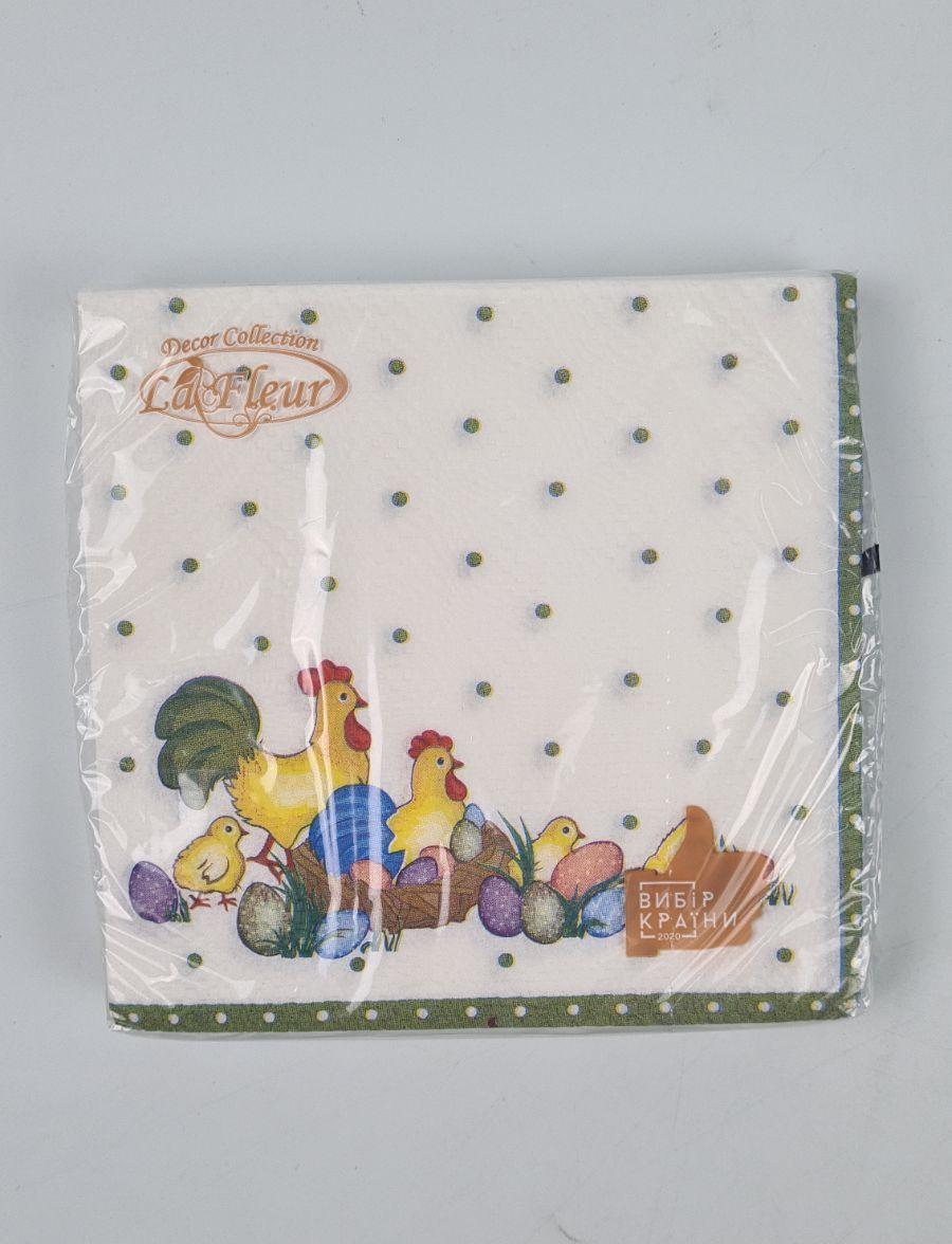 Великодня паперова двошарова серветка (ЗЗХЗЗ, 16 шт.) La Fleur "Сім'я"890 (1 пачка), фото 1