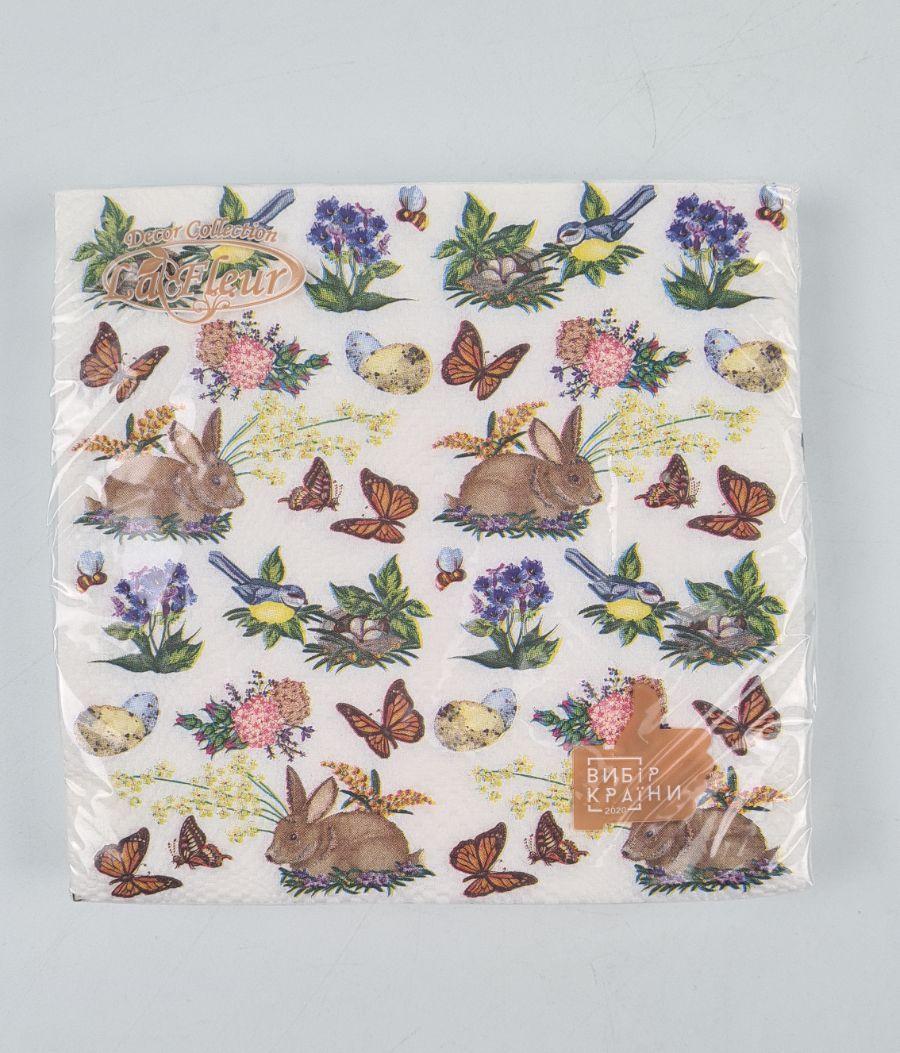 Великодня паперова двошарова серветка (ЗЗЗХЗ, 16 шт.) La Fleur "Пасхальні мотиви "623 (1 пачка), фото 1