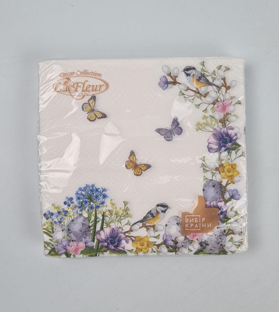Великодня паперова двошарова серветка (ЗЗЗХЗ, 16 шт.) La Fleur "Весняний світанок" 746 (1 пачка), фото 1