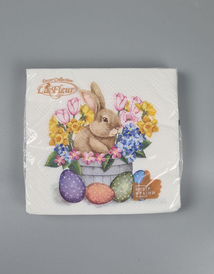 Великодня паперова двошарова серветка (ЗЗЗХЗ, 16 шт.) La Fleur "Квітна Великодня "913 (1 пачка), фото 1
