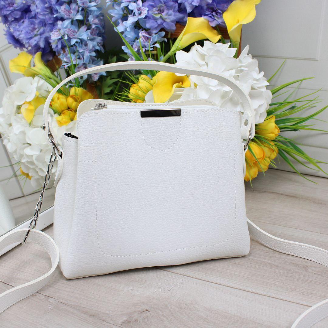 Біла сумка крос-боді невелика сумочка через плече стильна кожзам