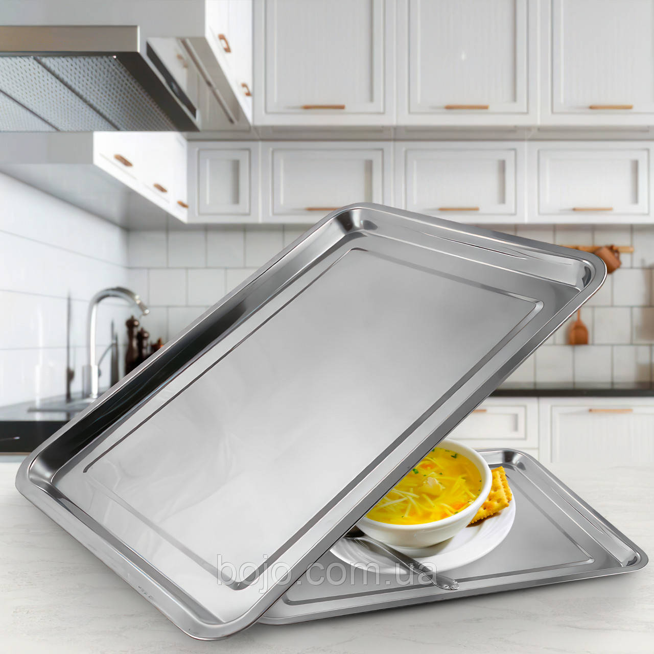 Піднос з нержавіючої сталі Benson BN-663 40*30*2 см (2358)