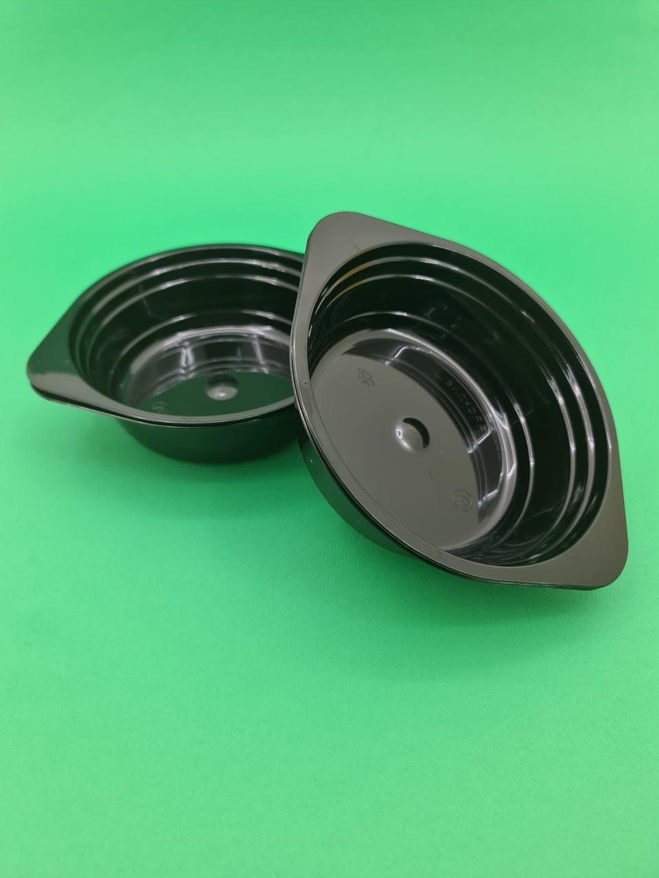 Тарілка одноразова склоподібна діаметр 500 мл чорна (10 шт.), фото 1