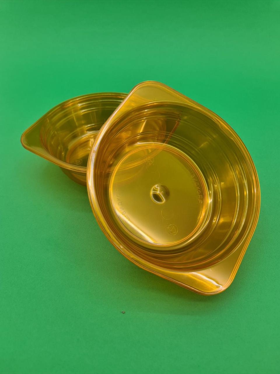 Тарілка одноразова склоподібна діаметр 500 мл жовтогаряча (10 шт.), фото 1