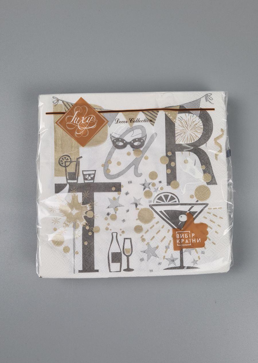 Салфетки бумажнае  (ЗЗхЗЗ, 18шт)"Вечеринка" Luxy  (1 пачка), фото 1
