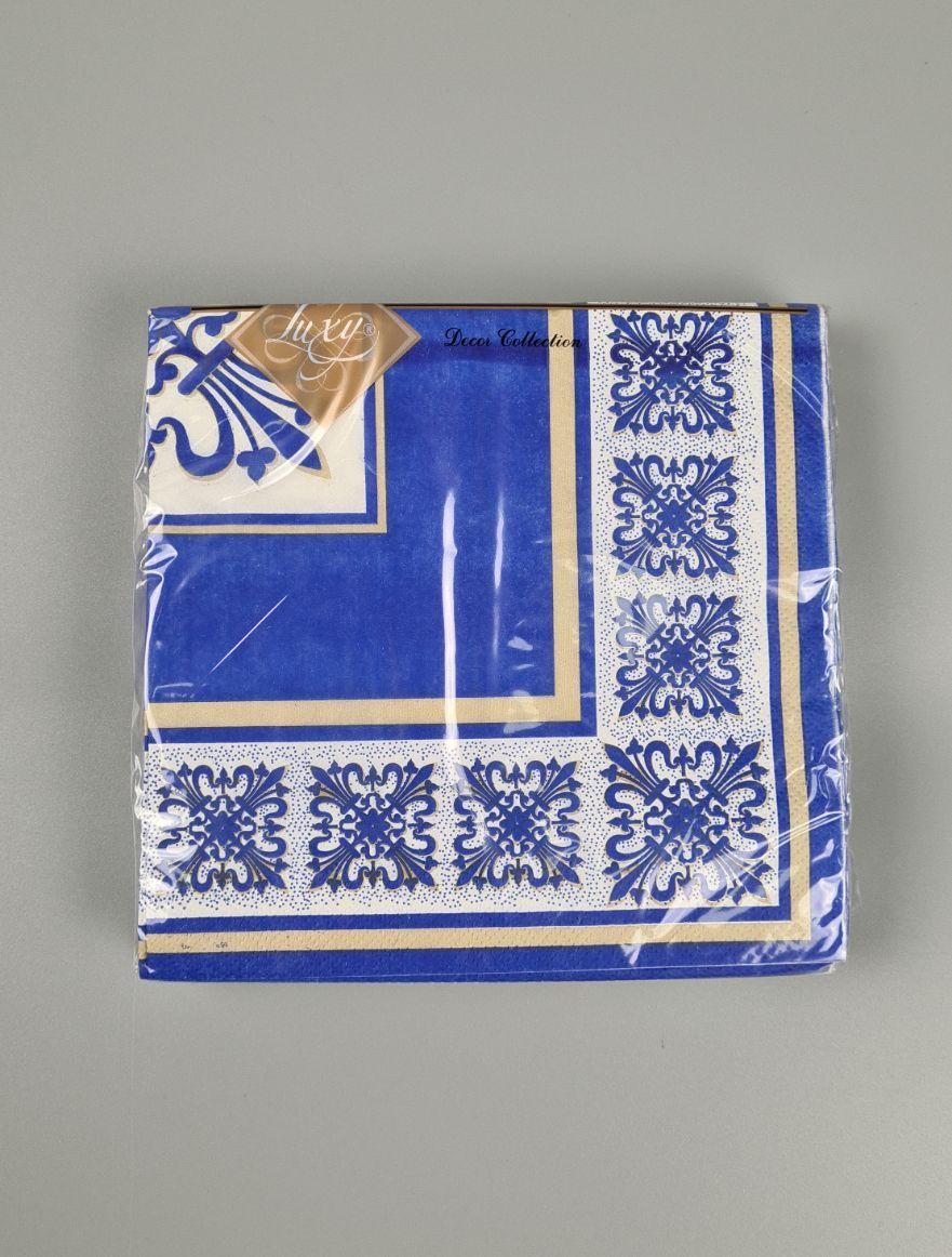 Салфетки бумажнае (ЗЗхЗЗ, 18шт)"Верона" синяя Luxy (1 пачка), фото 1
