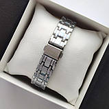 Жіночий годинник Guess (Гес) з римськими цифрами сріблястий з чорним, камінчики навколо, дата - код 2483b, фото 5