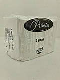 Серветка паперова 200лист Прем'єр банкетна (33х30) 2-вух шарні Біла (1 пачка), фото 2
