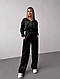 ЖЖіночий велюровий літній костюм трійка м'який прогулянковий костюм велюр кофта на блискавці топ штани палаццо, фото 5