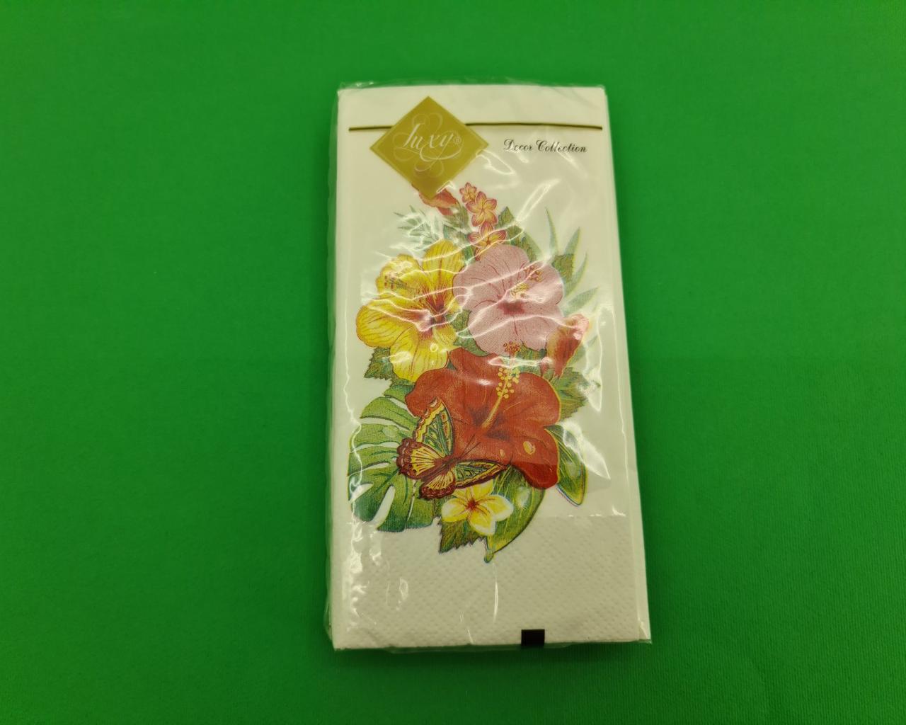 Паперова серветка міні (ЗЗхЗ, 10 шт.) Luxy MINI Тропічні квіти (2044) (1 пачка), фото 1