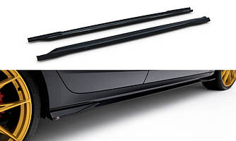 Пороги Skoda Octavia A8 RS рестайл (2024+) тюнінг обвіс леза спідниця сплітер (V4)