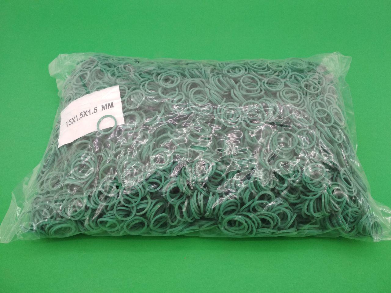 Гумки для в'язання зелені No15 (зелена)*1,5 мм 1 кг "Plast" (1 пачка), фото 1