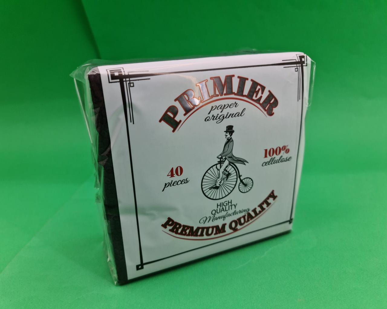 Cалфетки паперові 40лист Прем'єр 2-вух шарні Чорна 30х30 (12 пачка), фото 1