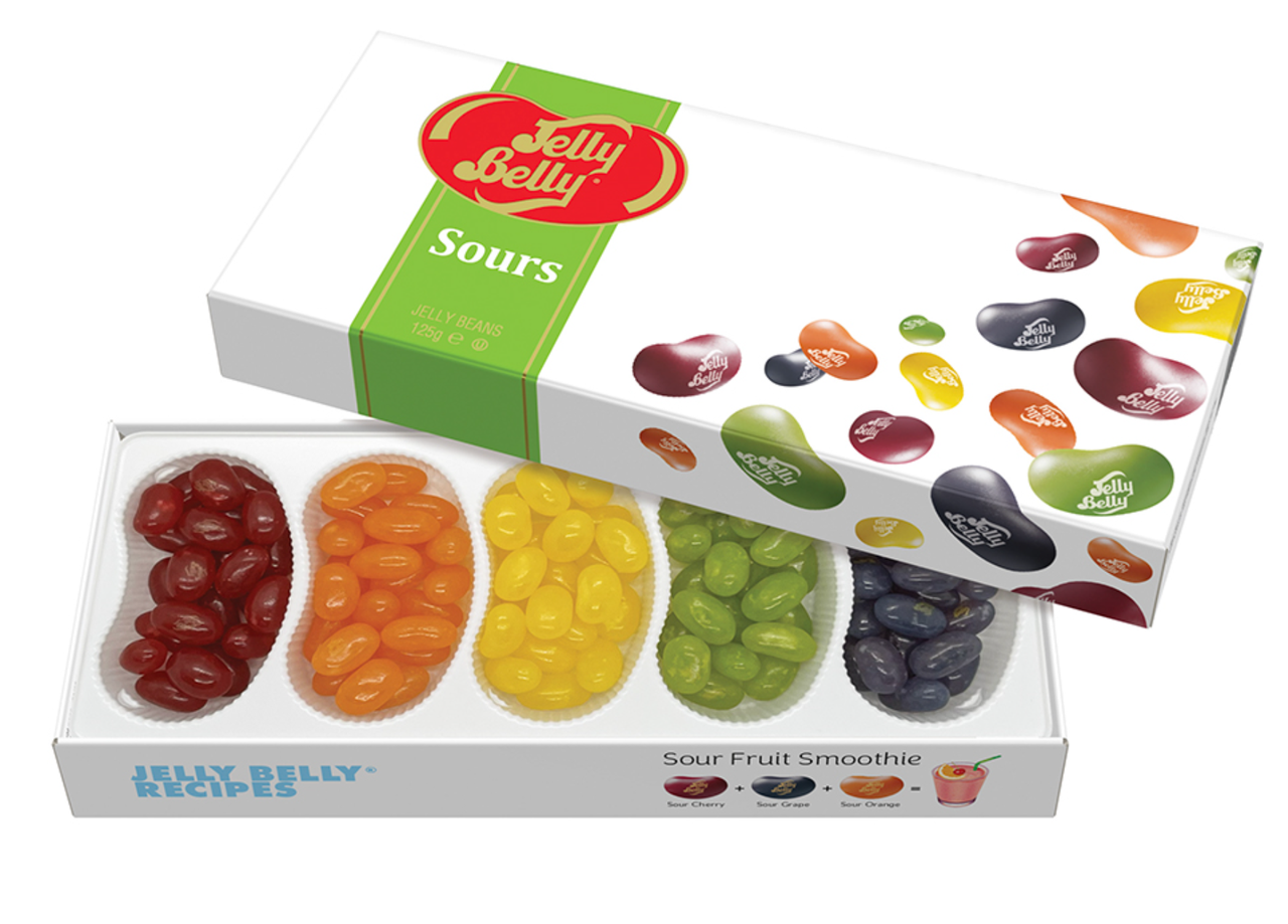 Подарункова коробка жувальних цукерок Jelly Belly 5 Flavour Sour Gift Box 125г, фото 1