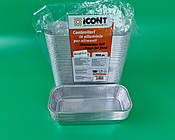 Контейнер із харчової алюмінієвої фольги прямокутний 800 мл R1-15G (R60G) 100 шт. в пакованні (1 пачка)