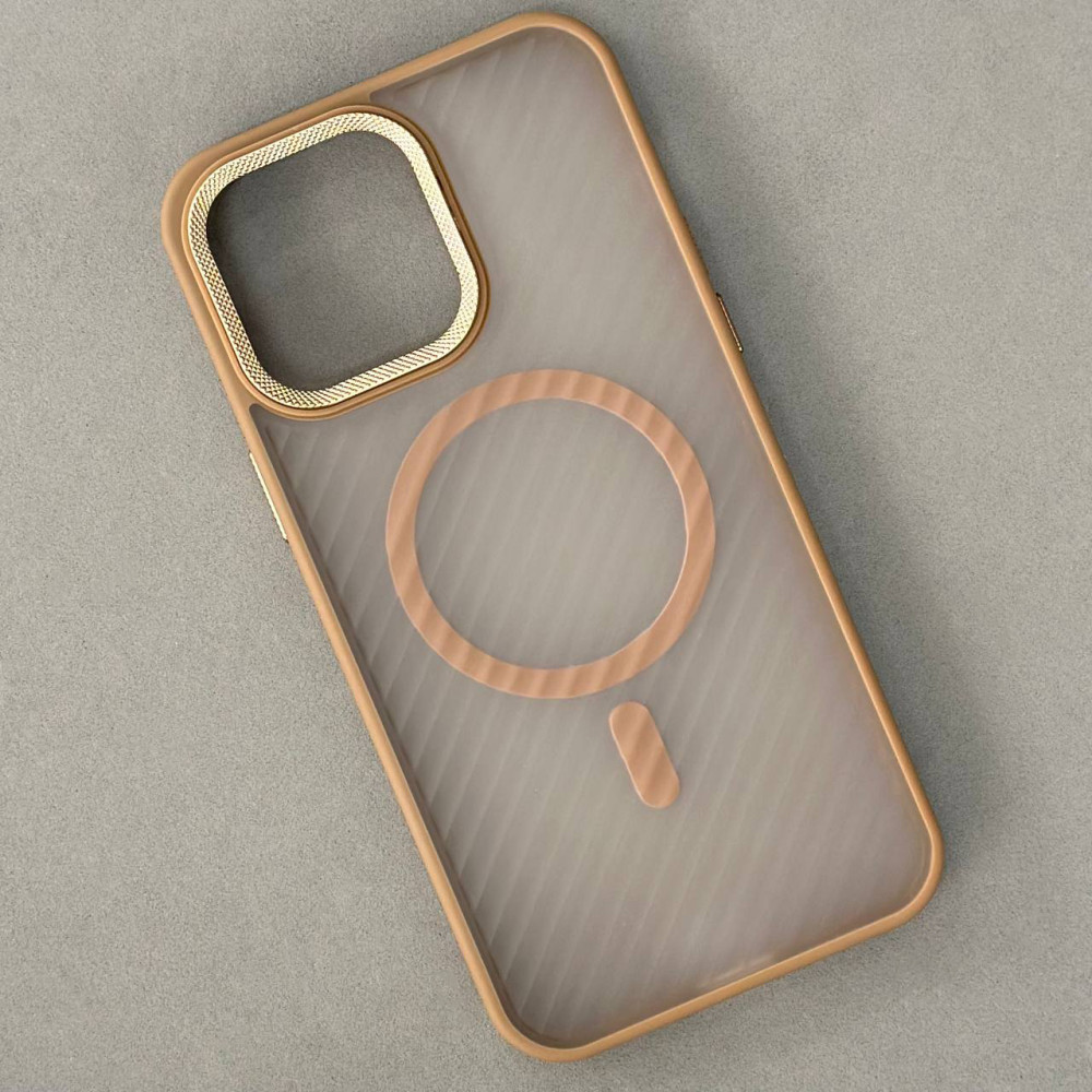 Чохол Wavy Pattern Matte Corrugated Camera Magnetic для iPhone 14 Light Brown