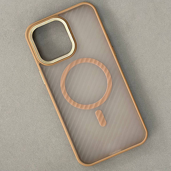 Чохол Wavy Pattern Matte Corrugated Camera Magnetic для iPhone 13 Pro Light Brown