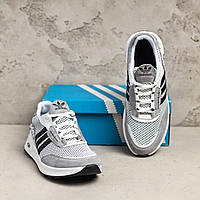 Кросівки чоловічі Adidas Grey-White нубук-сітка