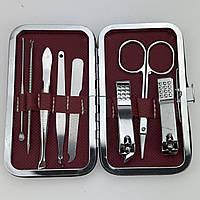 Набір для манікюру та педикюру у футлярі, 8 інструментів червоний (C5955)