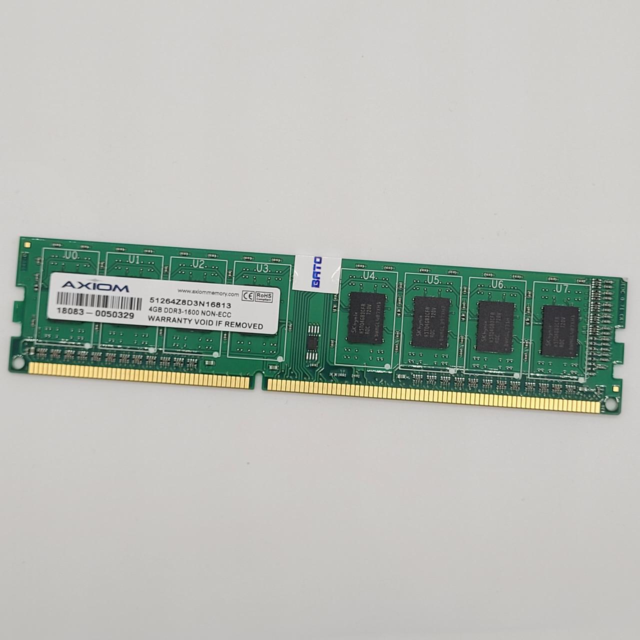 Оперативна пам'ять для комп'ютера Axiom DDR3 4Gb 1600MHz PC3-12800U 1R8 CL11 (51264Z8D3N16813) Б/В