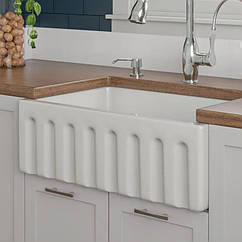 Керамічна кухонна мийка 760x460 Fluted біла глянсова Galassia 5119