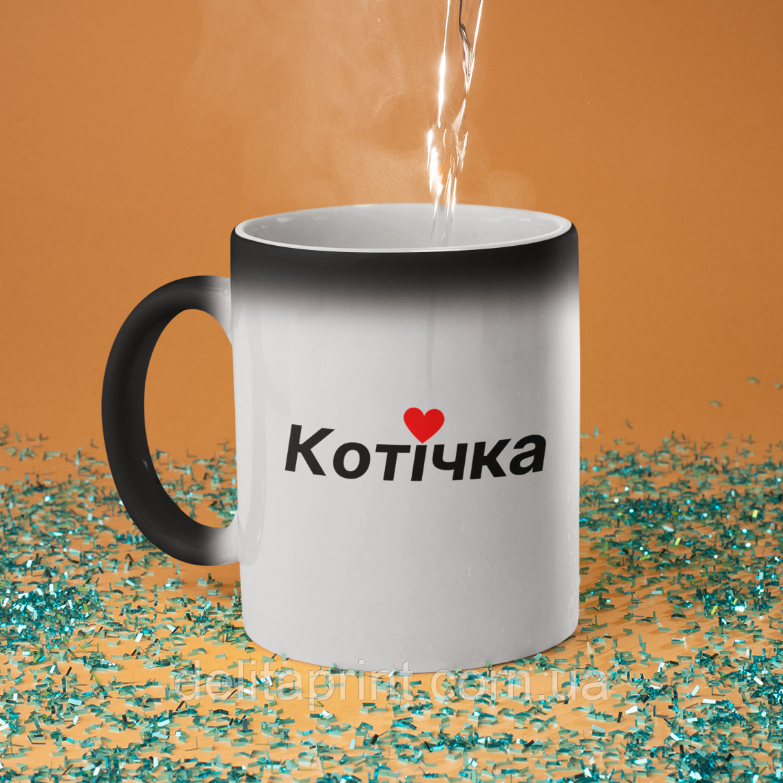 Чашка хамелеон керамічна з принтом "Котічка" 330 мл, фото 1