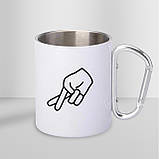 Чашка металева з принтом "Чесна людина" 300 мл з карабіном, біла, фото 3