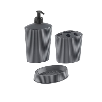 Набір для ванної кімнати 3в1 (мильниця, підставка, диспенсер) сірий Line OZER-CZ-014 ELIF