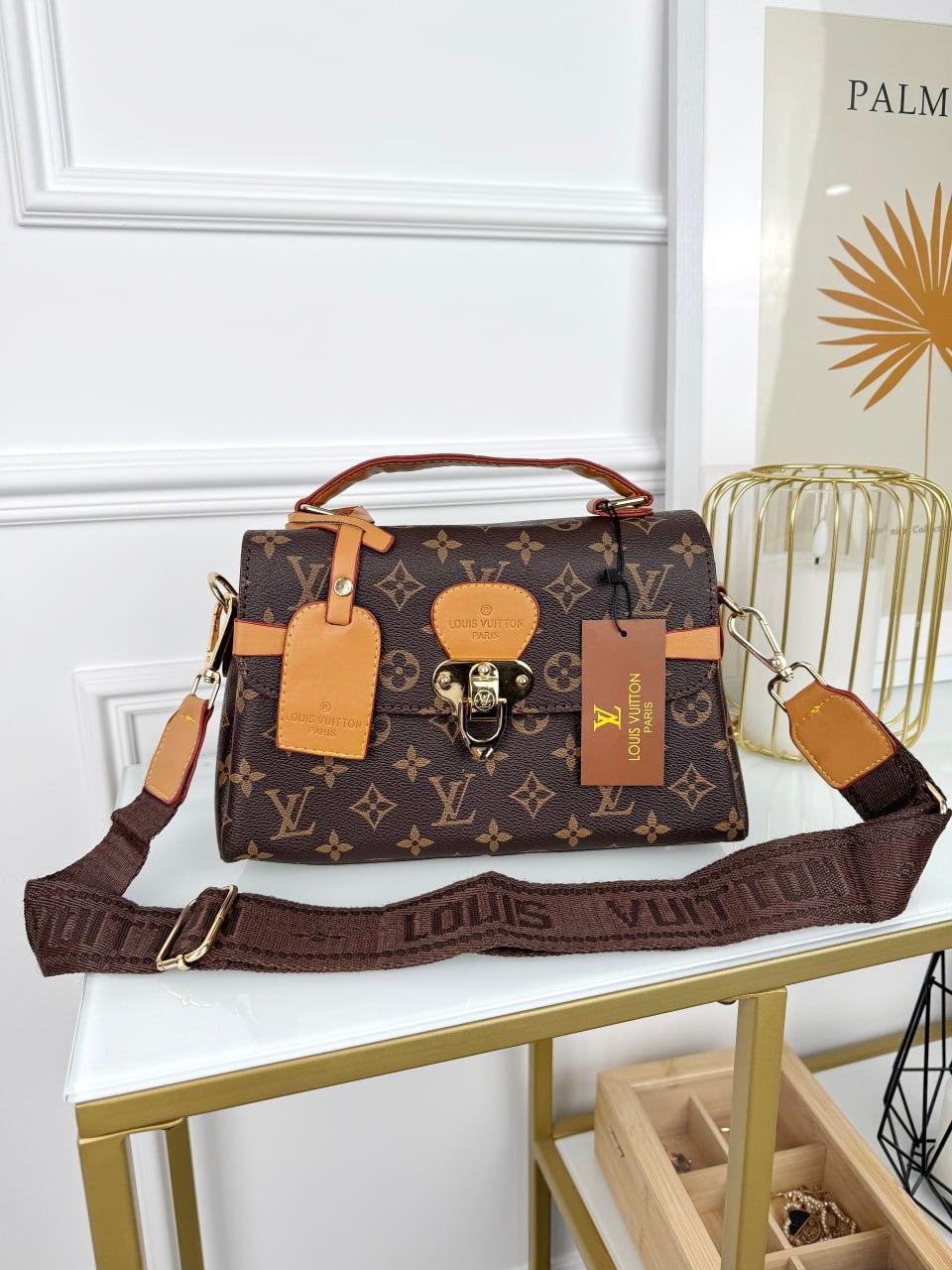 Сумочка жіноча Louis Vuitton великий саквояж коричневий+рижий