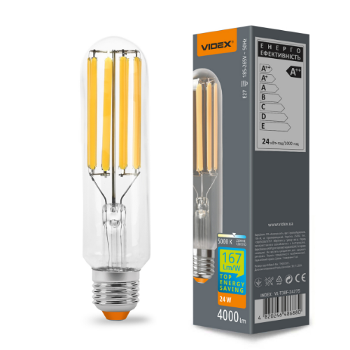Лампа T38F 24W E27 5000К Filament LED Videx